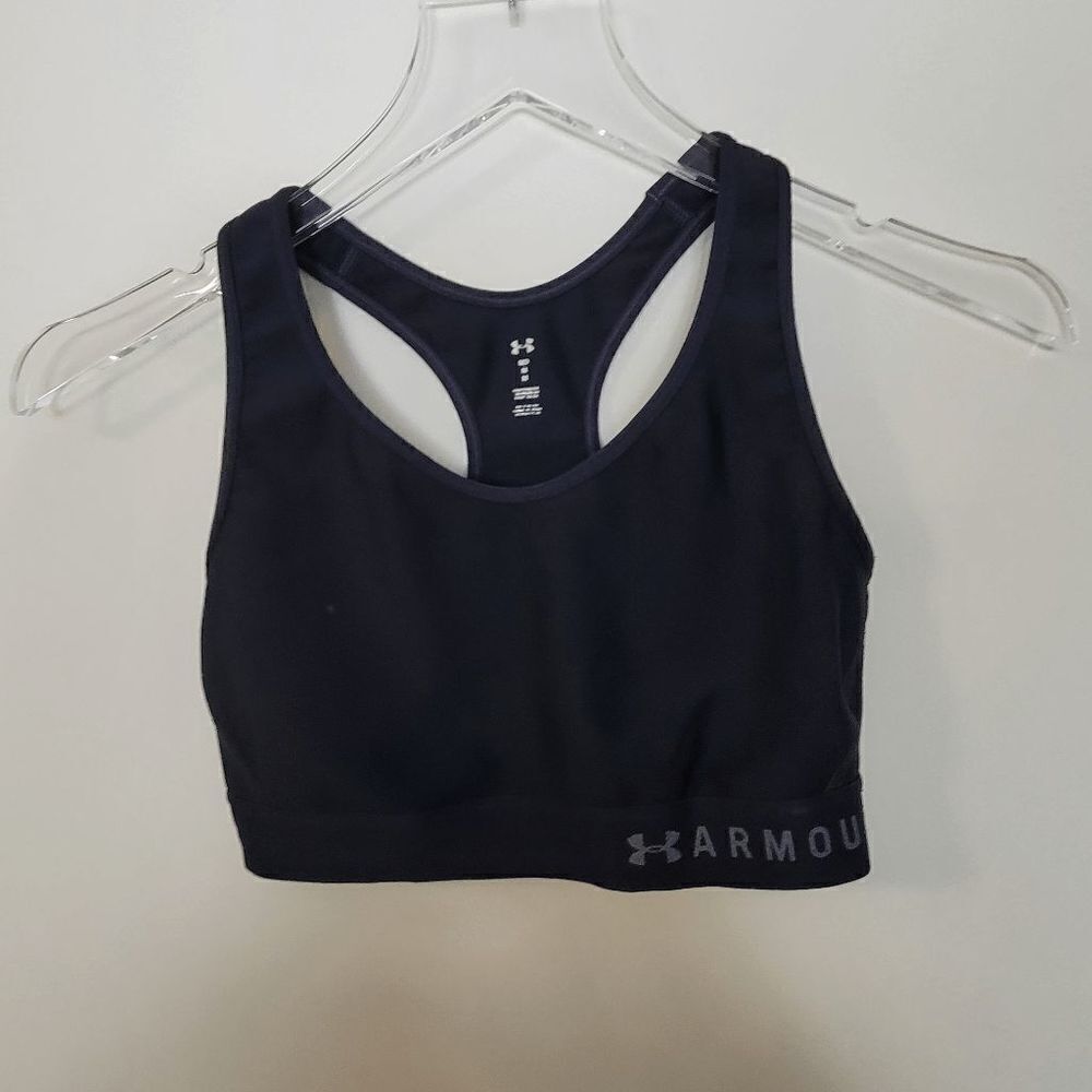Under Armour Racerback Mid Sports Bra Womens Black Size Medium